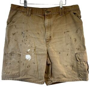90s Carhartt duck canvas Mens 40 Distressed Faded Shorts tan